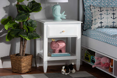 Baxton Studio Naomi Classic and Transitional White Finished Wood 1-Drawer Bedroom Nightstand