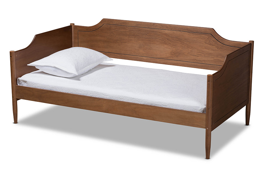 baxton studio alya classic traditional farmhouse walnut brown finished wood full size daybed | Modish Furniture Store-2