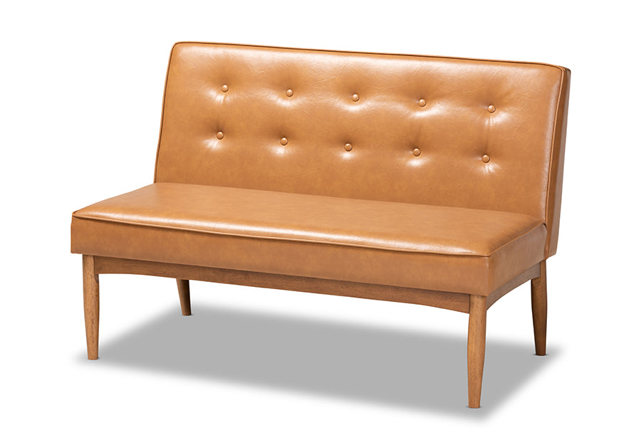 Baxton Studio Arvid Mid Century Modern Tan Faux Leather