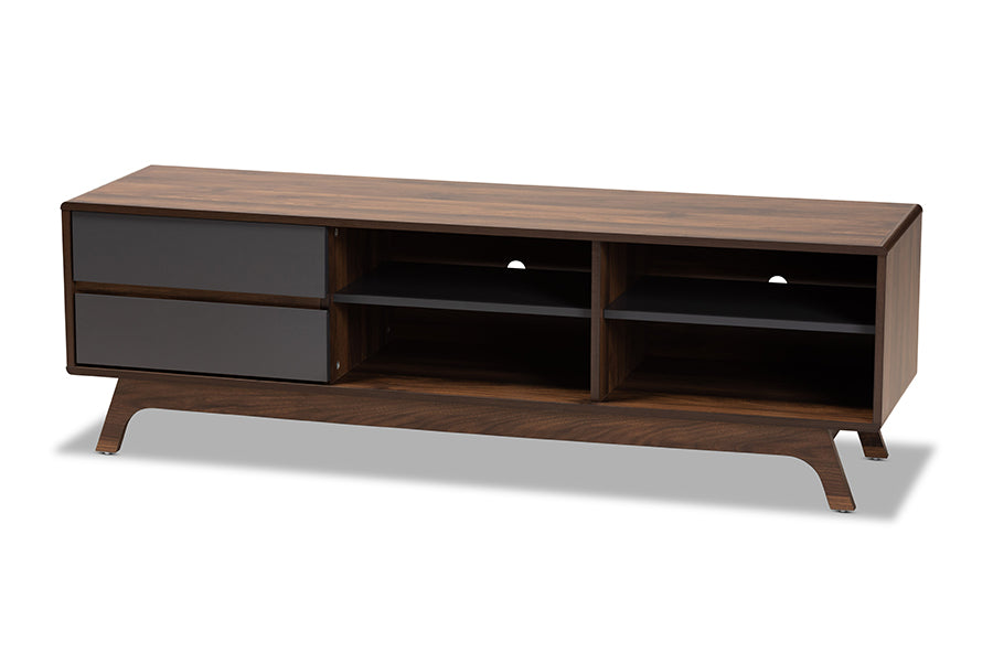 Baxton Studio Koji Mid Century Modern Two Tone Grey and Walnut