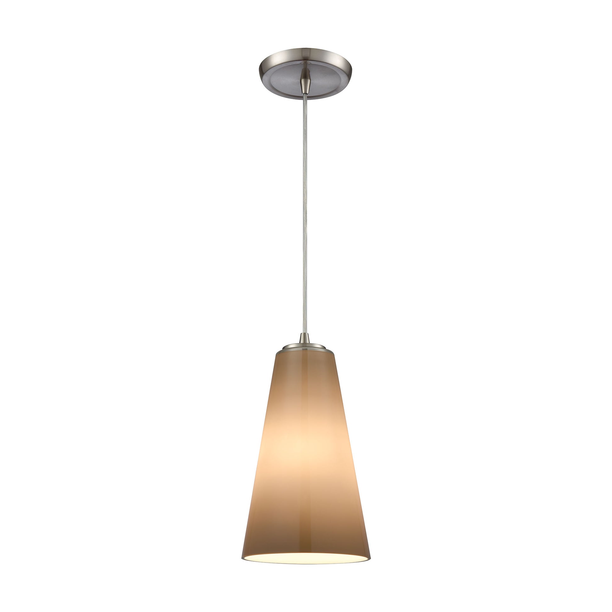 Connor 1-Light Mini Pendant in Satin Nickel with Gray-plated Blown Glass ELK Lighting | Pendant Lamps | Modishstore