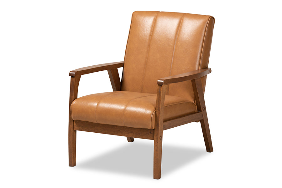 Baxton Studio Nikko Mid century Modern Tan Faux Leather