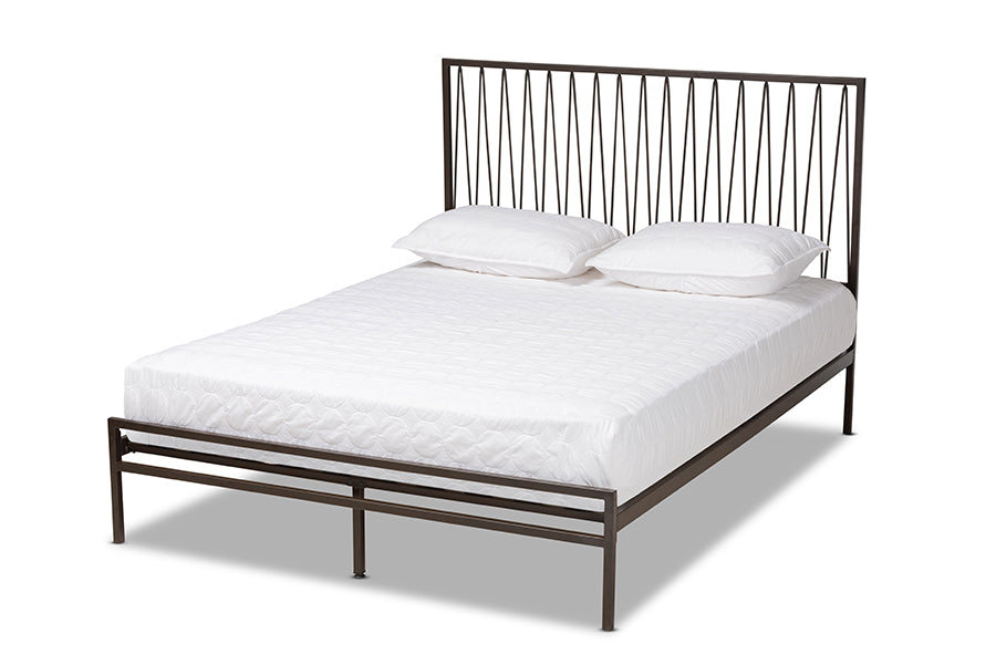 baxton studio jeanette modern and contemporary black finished metal full size platform bed | Modish Furniture Store-2