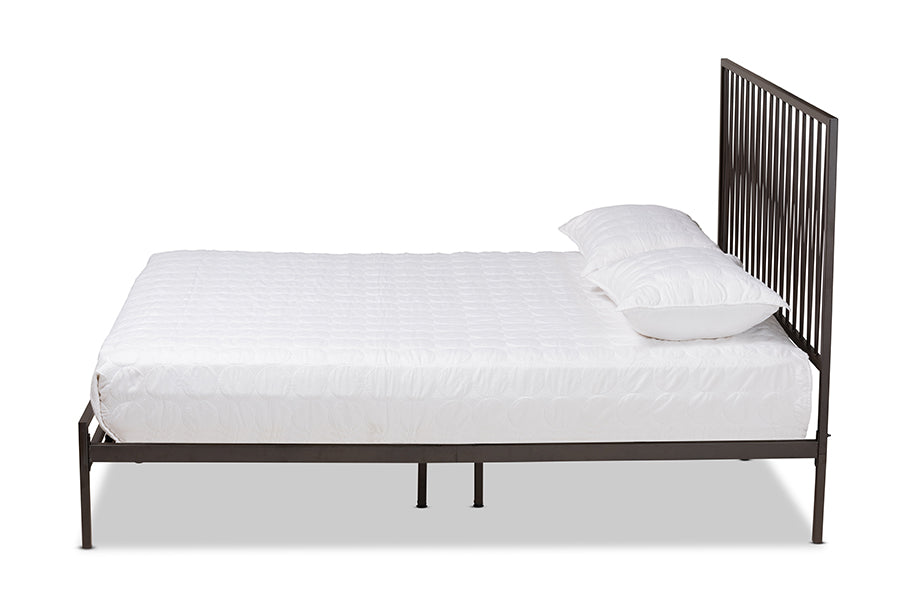 baxton studio jeanette modern and contemporary black finished metal full size platform bed | Modish Furniture Store-3