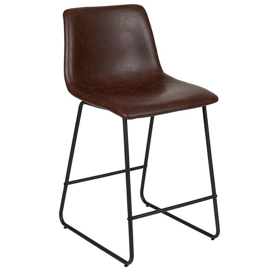 24 Inch Leathersoft Counter Height Barstools In Dark Brown, Set Of 2 By Flash Furniture | Bar Stools | Modishstore - 1