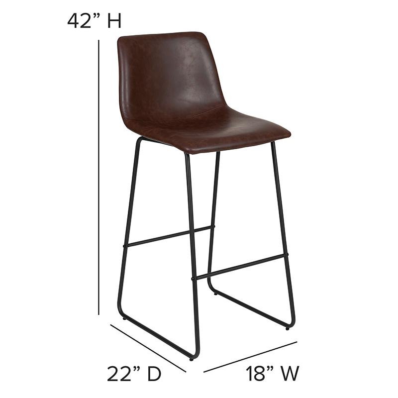 30 Inch Leathersoft Bar Height Barstools In Dark Brown, Set Of 2 By Flash Furniture | Bar Stools | Modishstore - 4