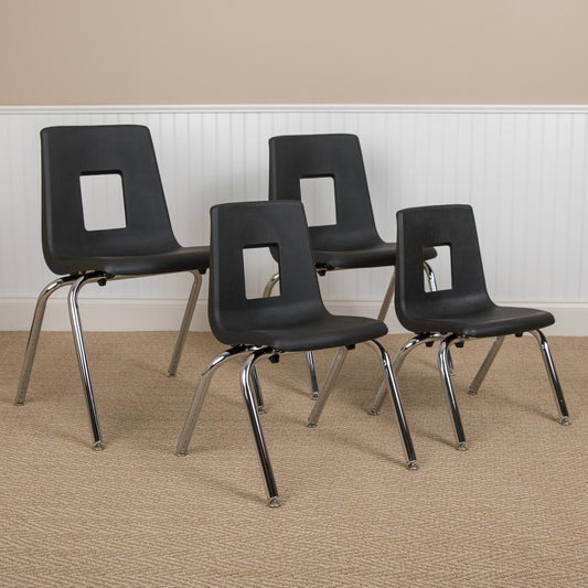 Advantage Black Student Stack School Chair - 12-Inch By Flash Furniture | Side Chairs | Modishstore - 1