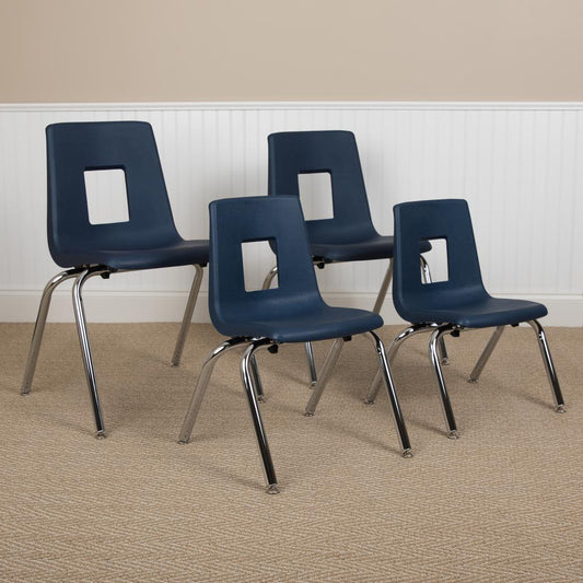 Advantage Navy Student Stack School Chair - 18-Inch By Flash Furniture | Side Chairs | Modishstore - 1