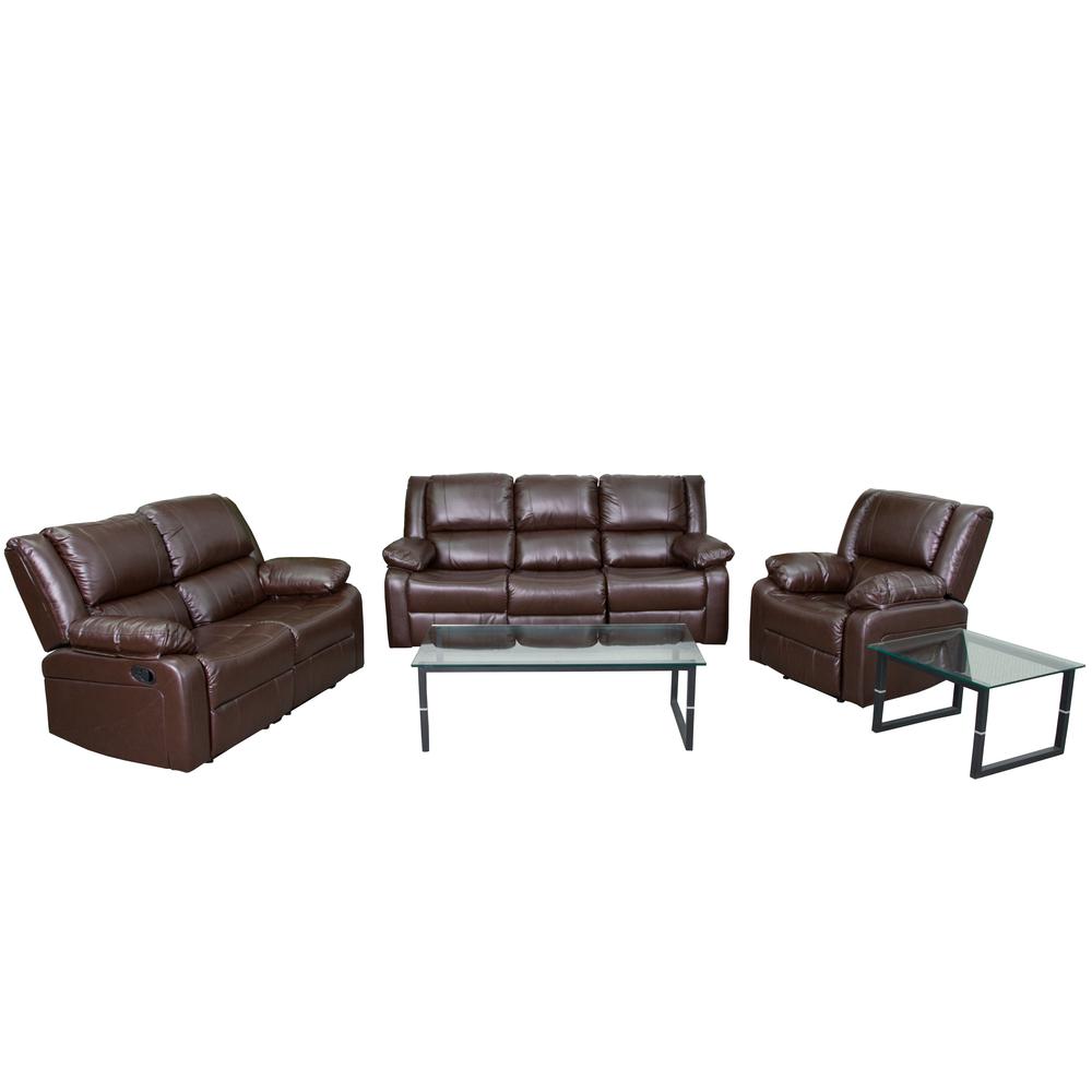 Harmony Series Brown Leathersoft Reclining Sofa Set By Flash Furniture | Sofa Set | Modishstore - 1