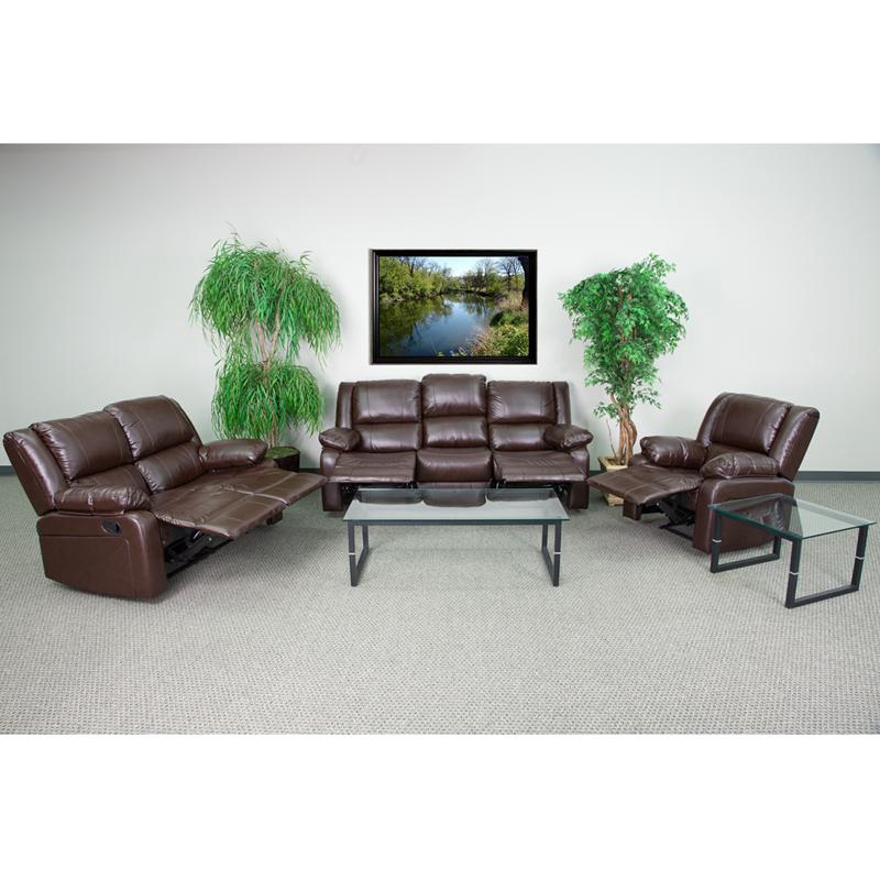 Harmony Series Brown Leathersoft Reclining Sofa Set By Flash Furniture | Sofa Set | Modishstore - 2