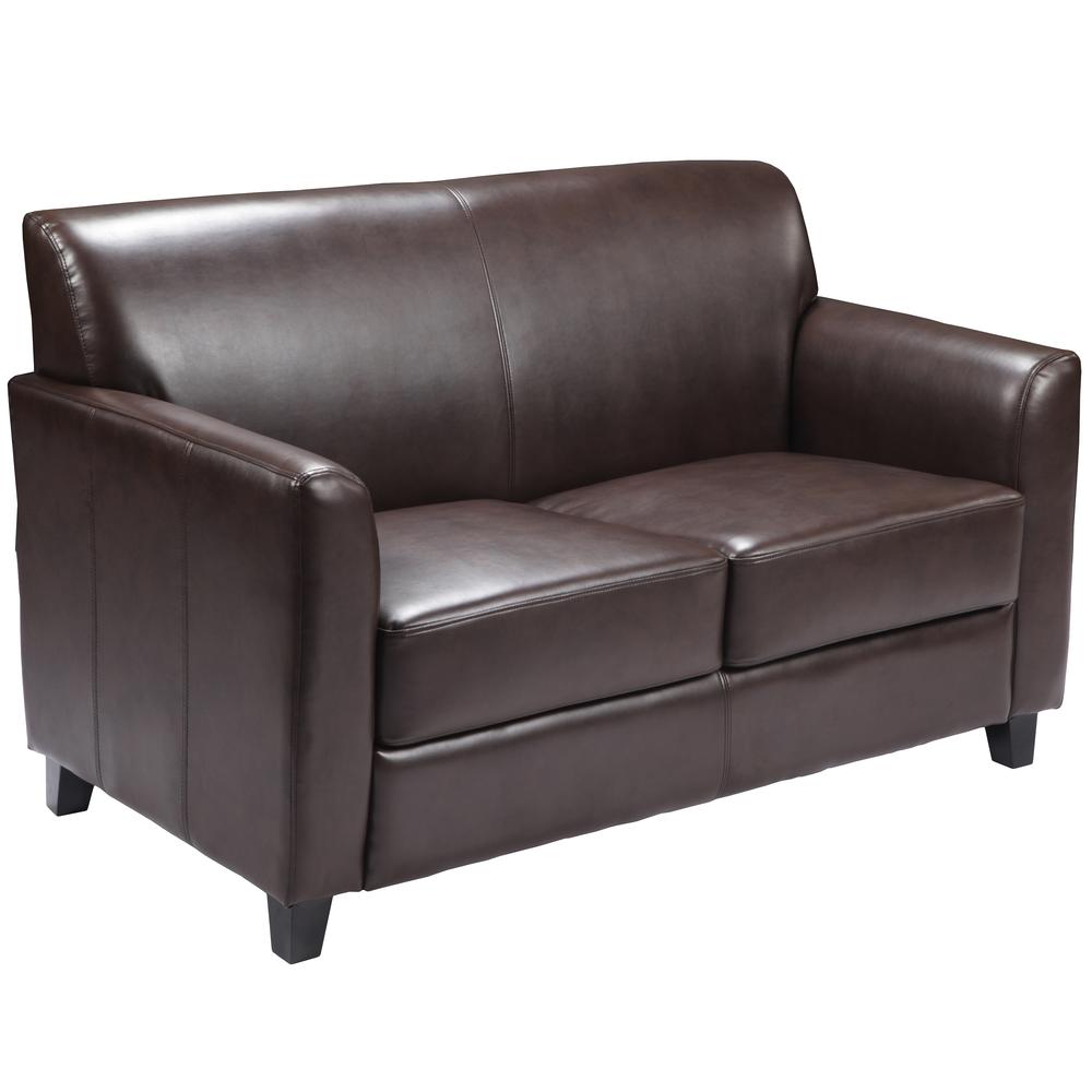 Hercules Diplomat Series Brown Leathersoft Loveseat By Flash Furniture | Loveseats | Modishstore - 1