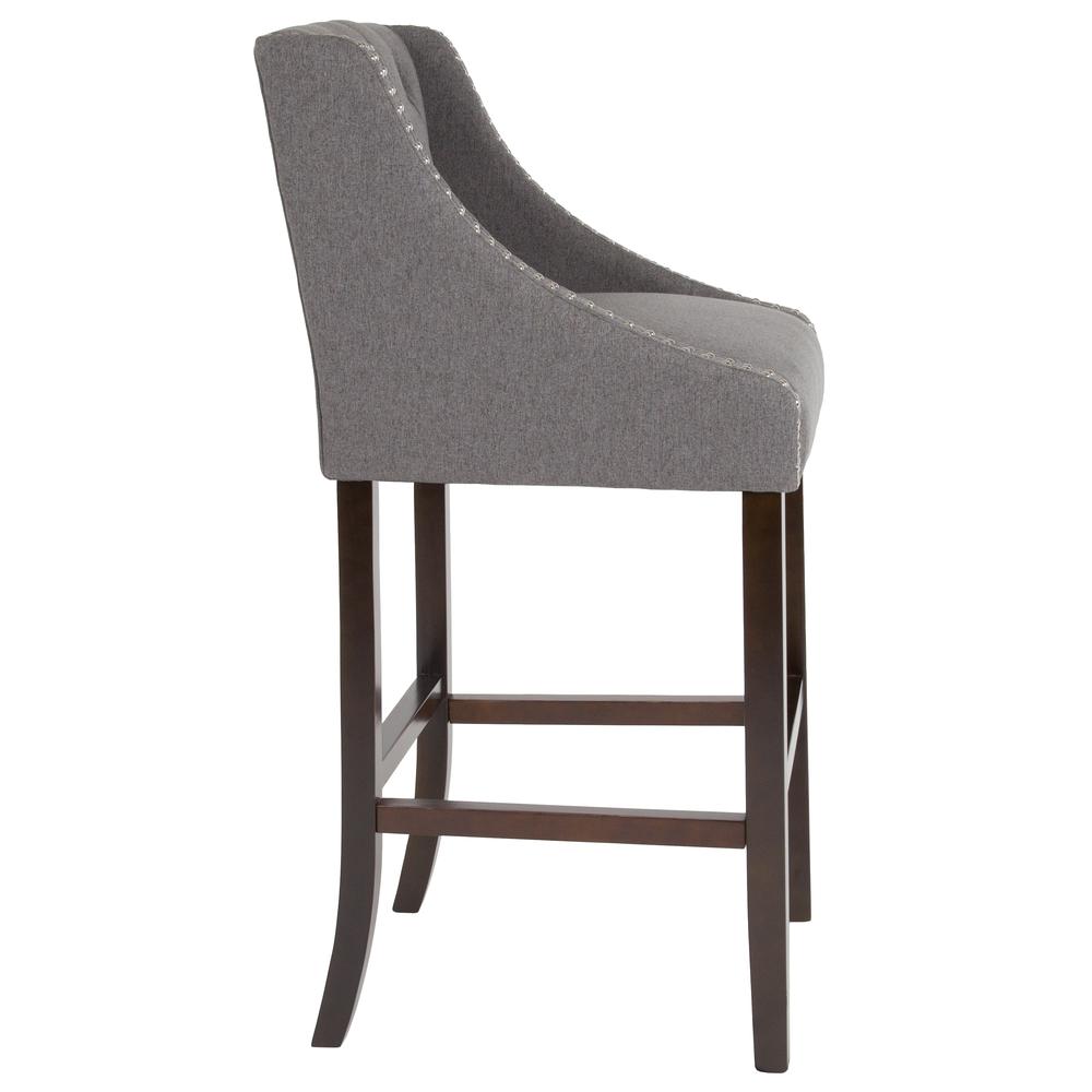 Carmel Series 30" High Transitional Tufted Walnut Barstool With Accent Nail Trim In Dark Gray Fabric By Flash Furniture | Bar Stools | Modishstore - 2