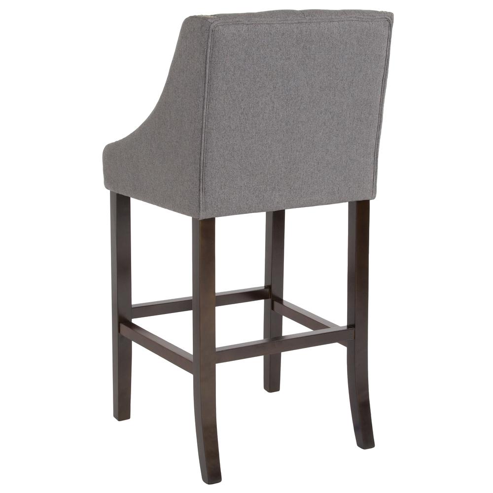 Carmel Series 30" High Transitional Tufted Walnut Barstool With Accent Nail Trim In Dark Gray Fabric By Flash Furniture | Bar Stools | Modishstore - 3