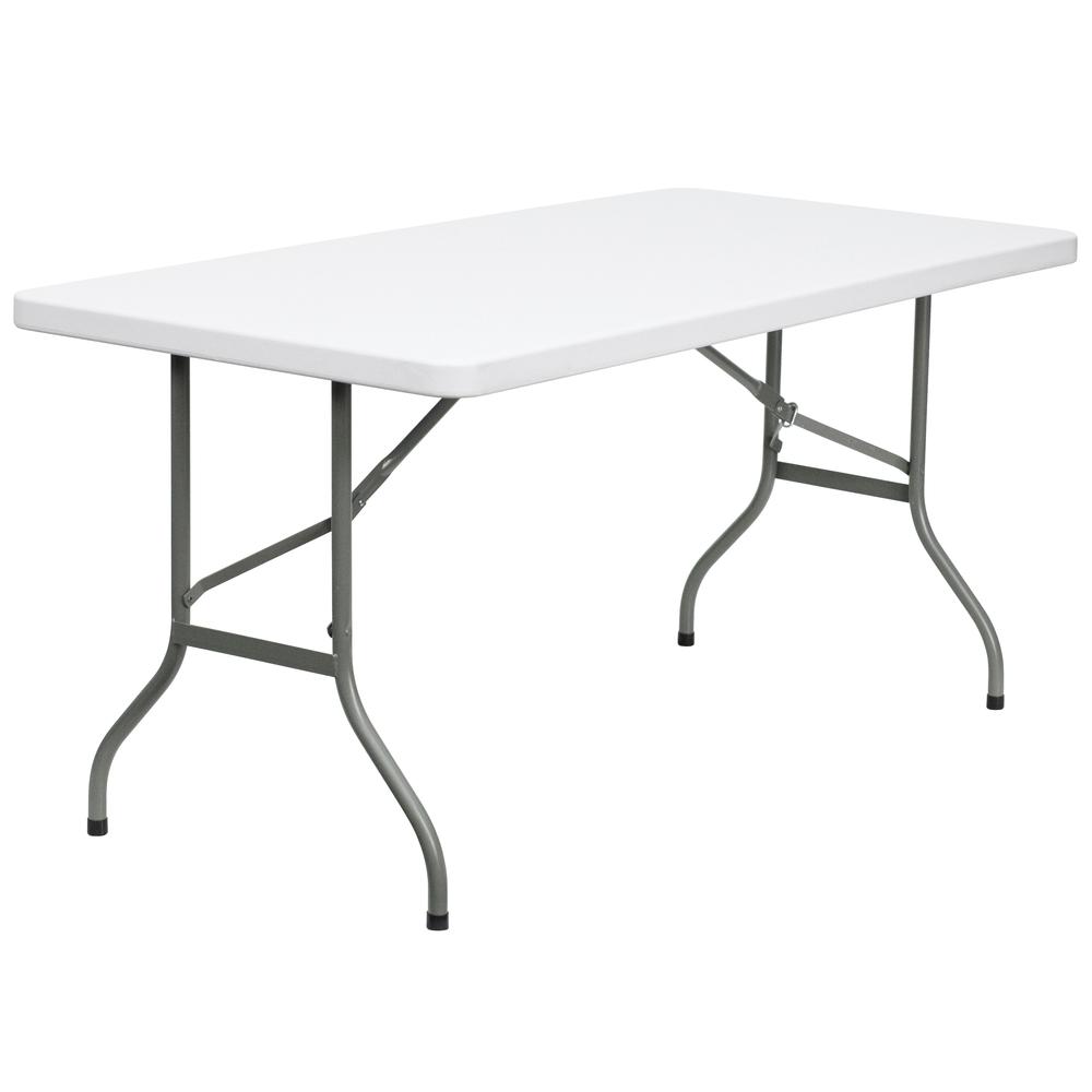 5-Foot Granite White Plastic Folding Table By Flash Furniture | Outdoor Tables | Modishstore - 1