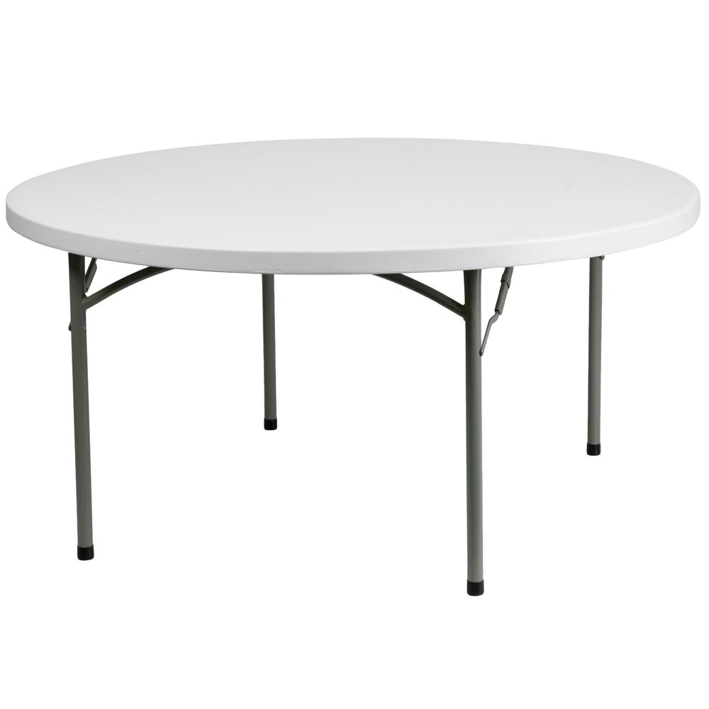 5-Foot Round Granite - White Plastic Folding Table By Flash Furniture | Outdoor Tables | Modishstore - 1