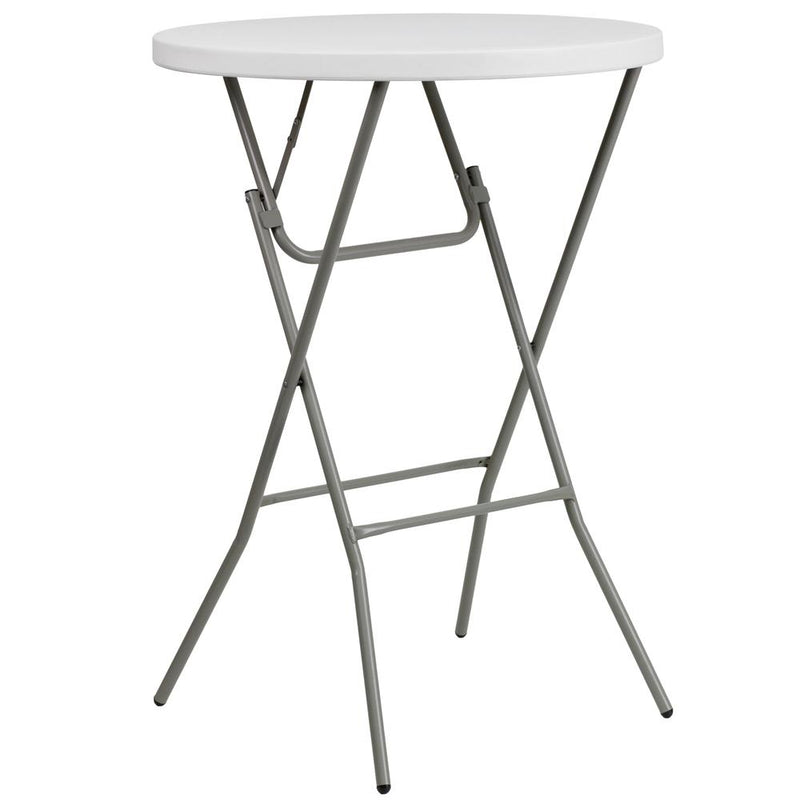 2.6-Foot Round Granite White Plastic Bar Height Folding Table By Flash Furniture | Outdoor Tables | Modishstore - 1