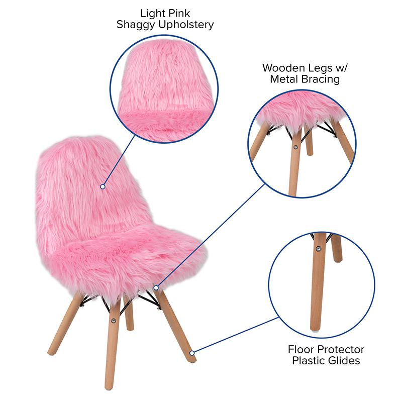 Kids Shaggy Dog Light Pink Accent Chair By Flash Furniture | Dining Chairs | Modishstore - 4