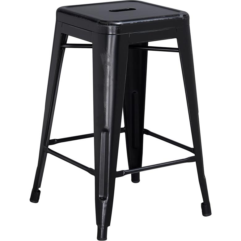 Commercial Grade 24" High Backless Distressed Black Metal Indoor-Outdoor Counter Height Stool By Flash Furniture | Bar Stools | Modishstore - 2