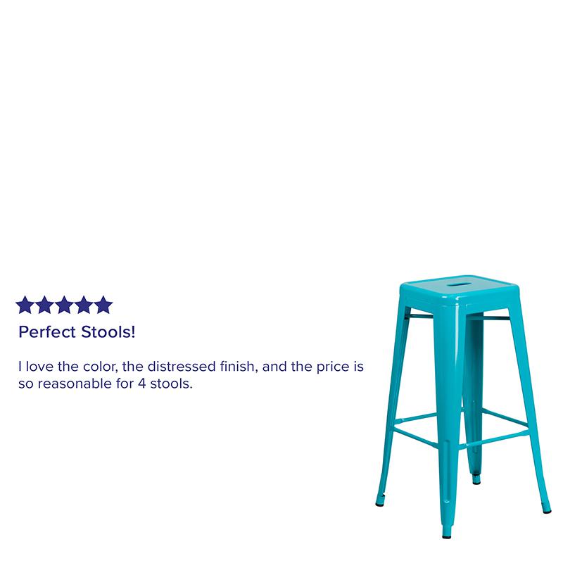 Commercial Grade 30" High Backless Crystal Teal-Blue Indoor-Outdoor Barstool By Flash Furniture | Bar Stools | Modishstore - 4