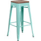 30" High Backless Mint Green Barstool With Square Wood Seat By Flash Furniture | Bar Stools | Modishstore