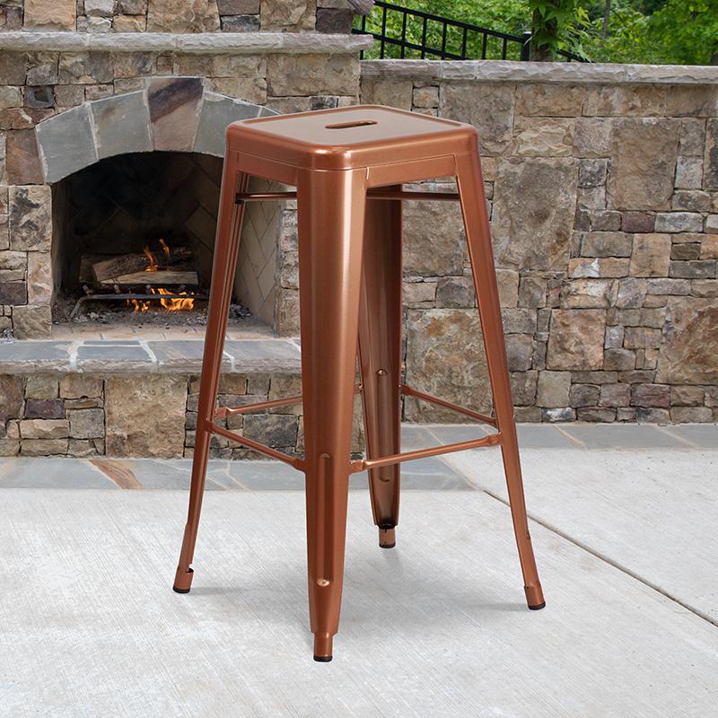 Commercial Grade 30" High Backless Copper Indoor-Outdoor Barstool By Flash Furniture | Bar Stools | Modishstore - 1