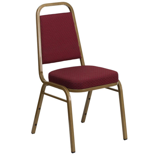 Hercules Series Trapezoidal Back Stacking Banquet Chair In Burgundy Patterned Fabric - Gold Frame By Flash Furniture | Side Chairs | Modishstore - 1