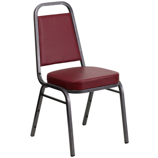 Hercules Series Trapezoidal Back Stacking Banquet Chair In Burgundy Vinyl - Silver Vein Frame By Flash Furniture | Side Chairs | Modishstore - 1