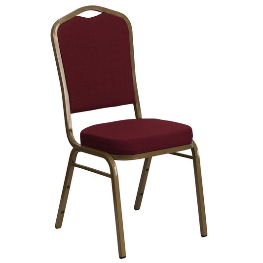 Hercules Series Crown Back Stacking Banquet Chair In Burgundy Fabric - Gold Frame By Flash Furniture | Side Chairs | Modishstore