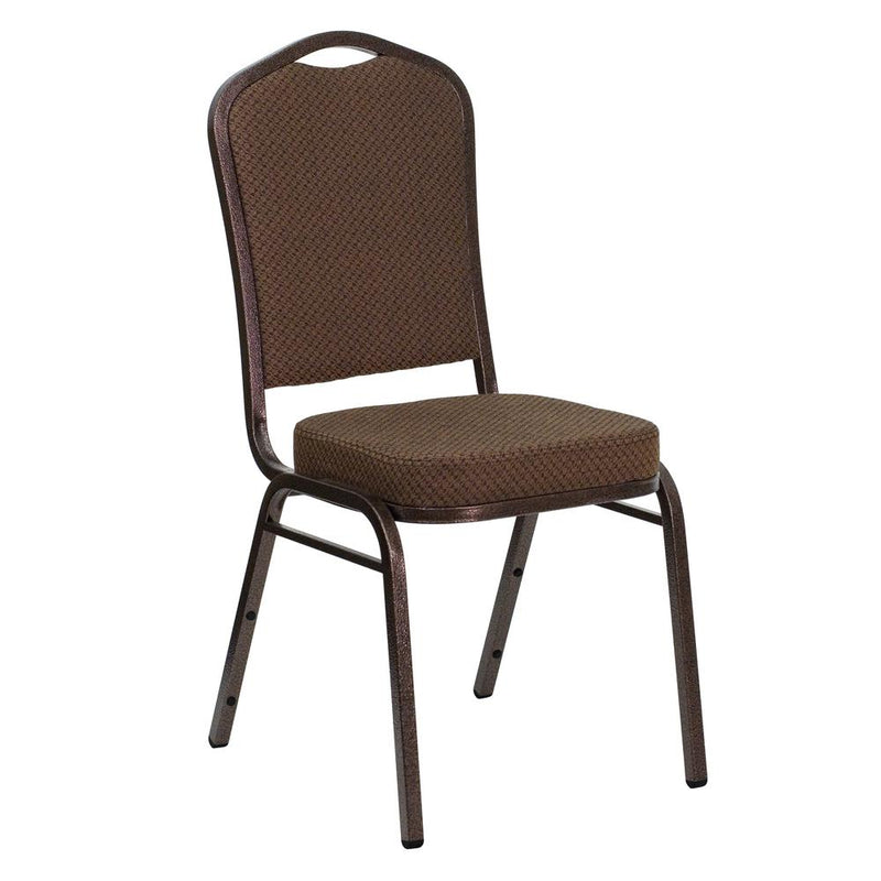 Hercules Series Crown Back Stacking Banquet Chair In Brown Patterned Fabric - Copper Vein Frame By Flash Furniture | Side Chairs | Modishstore - 1