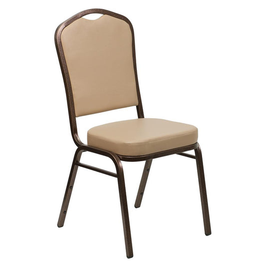 Hercules Series Crown Back Stacking Banquet Chair In Tan Vinyl - Copper Vein Frame By Flash Furniture | Side Chairs | Modishstore - 1