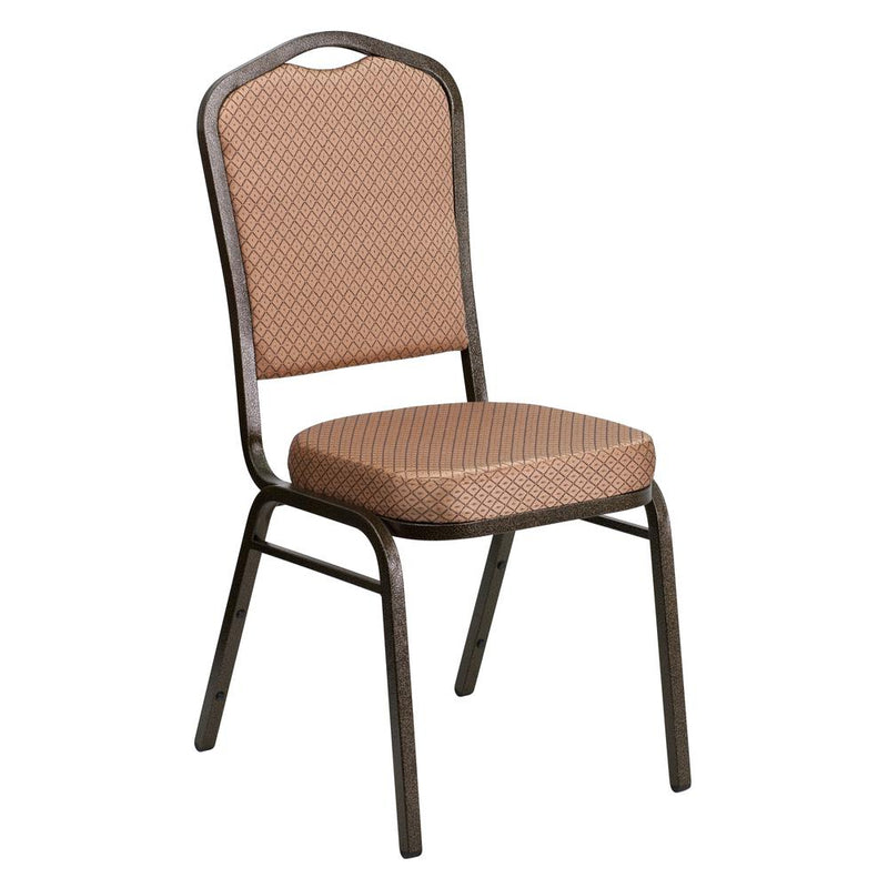 Hercules Series Crown Back Stacking Banquet Chair In Gold Diamond Patterned Fabric - Gold Vein Frame By Flash Furniture | Side Chairs | Modishstore - 1