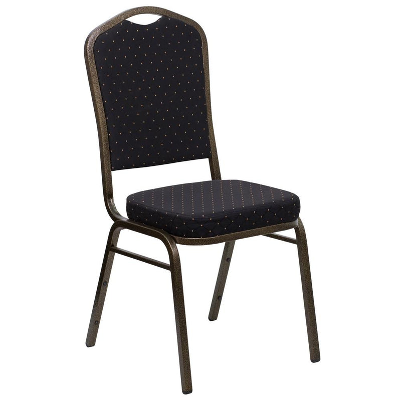 Hercules Series Crown Back Stacking Banquet Chair In Black Patterned Fabric - Gold Vein Frame By Flash Furniture | Side Chairs | Modishstore - 1