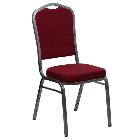 Hercules Series Crown Back Stacking Banquet Chair In Burgundy Fabric - Silver Vein Frame By Flash Furniture | Side Chairs | Modishstore - 1