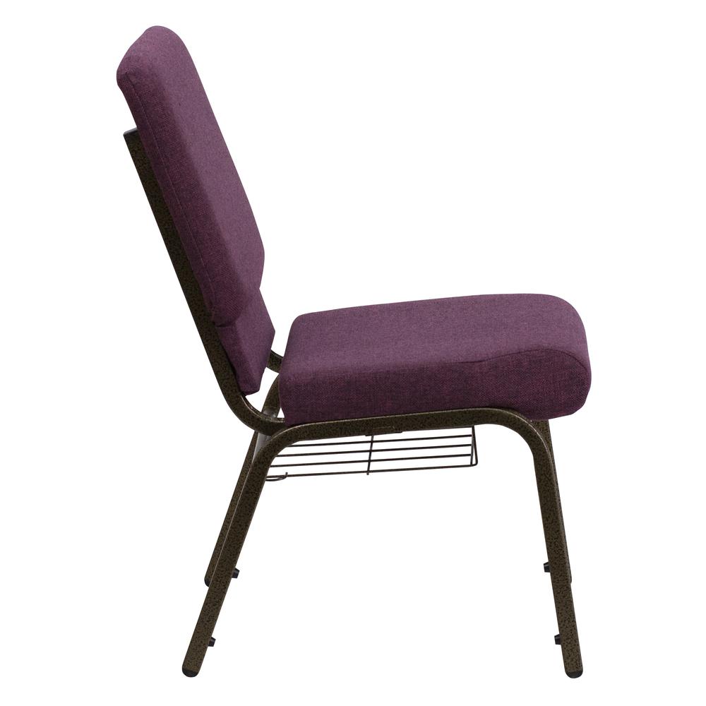 Hercules Series 18.5''W Church Chair In Plum Fabric With Cup Book Rack - Gold Vein Frame By Flash Furniture | Side Chairs | Modishstore - 2