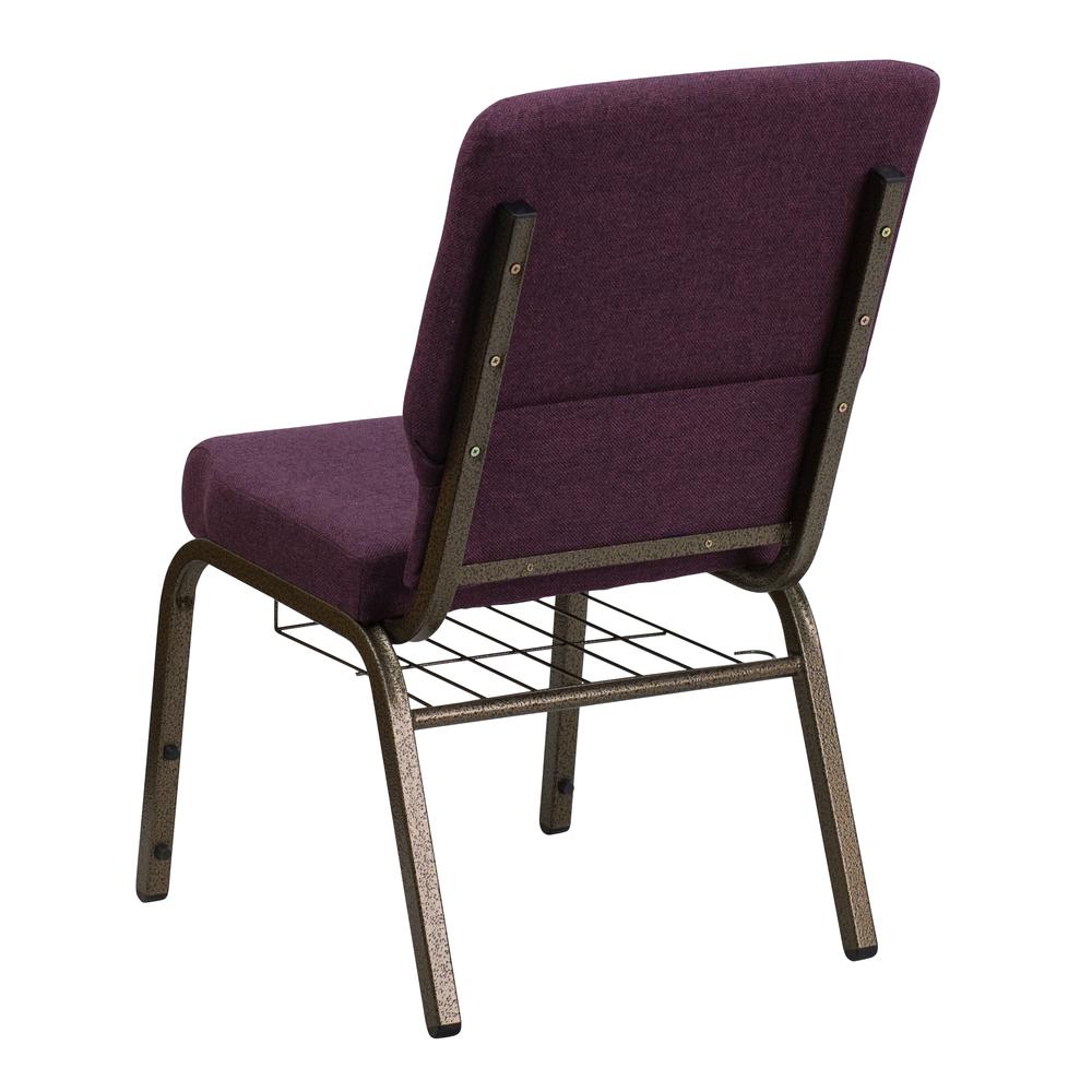 Hercules Series 18.5''W Church Chair In Plum Fabric With Cup Book Rack - Gold Vein Frame By Flash Furniture | Side Chairs | Modishstore - 3