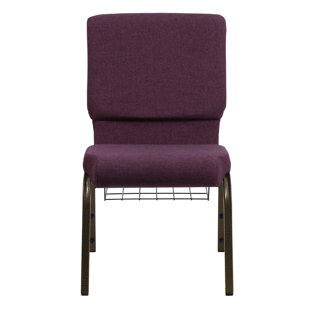 Hercules Series 18.5''W Church Chair In Plum Fabric With Cup Book Rack - Gold Vein Frame By Flash Furniture | Side Chairs | Modishstore - 4