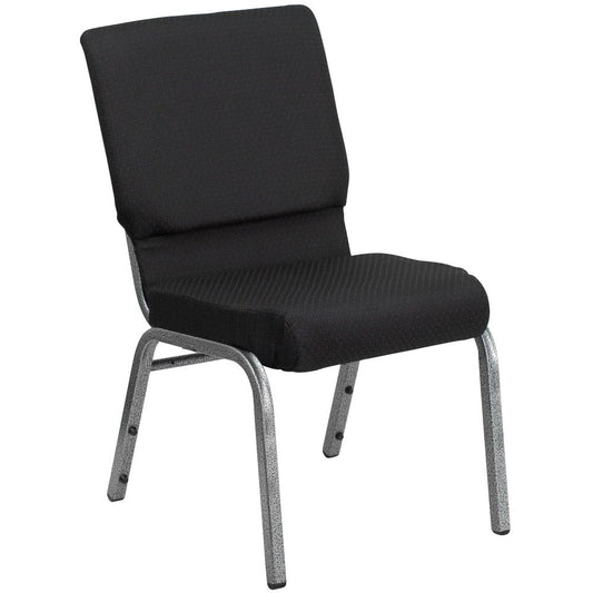 Hercules Series 18.5''W Stacking Church Chair In Black Patterned Fabric - Silver Vein Frame By Flash Furniture | Side Chairs | Modishstore - 1