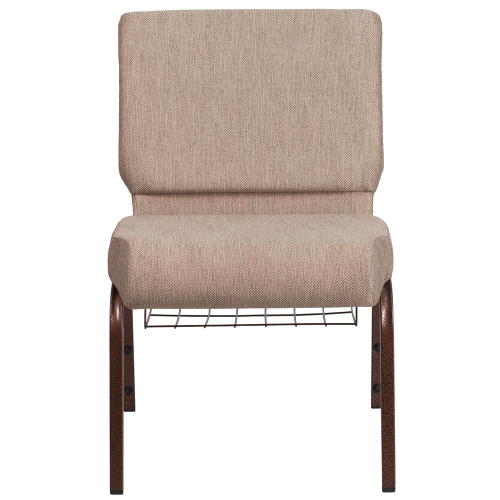 Hercules Series 21''W Church Chair In Beige Fabric With Book Rack - Copper Vein Frame By Flash Furniture | Side Chairs | Modishstore - 4