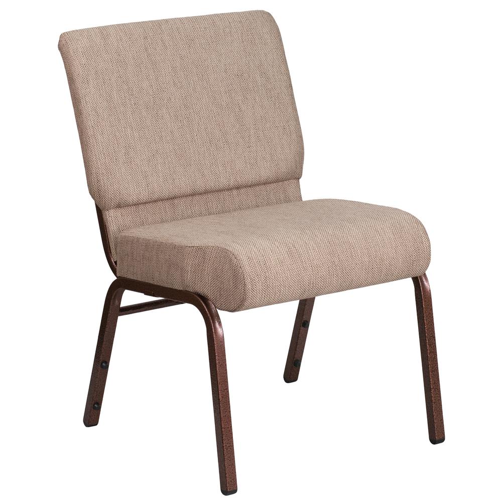 Hercules Series 21''W Stacking Church Chair In Beige Fabric - Copper Vein Frame By Flash Furniture | Side Chairs | Modishstore - 1