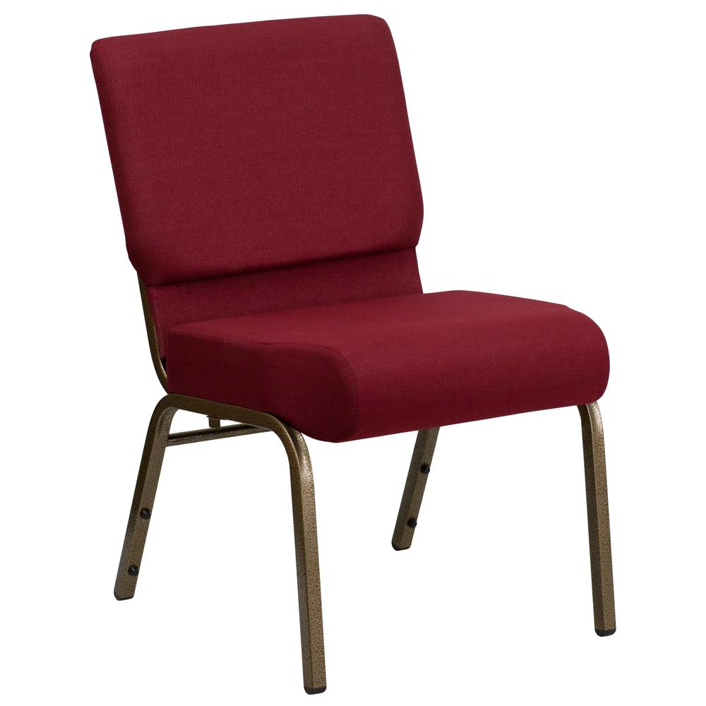 Hercules Series 21''W Stacking Church Chair In Burgundy Fabric - Gold Vein Frame By Flash Furniture | Side Chairs | Modishstore - 1