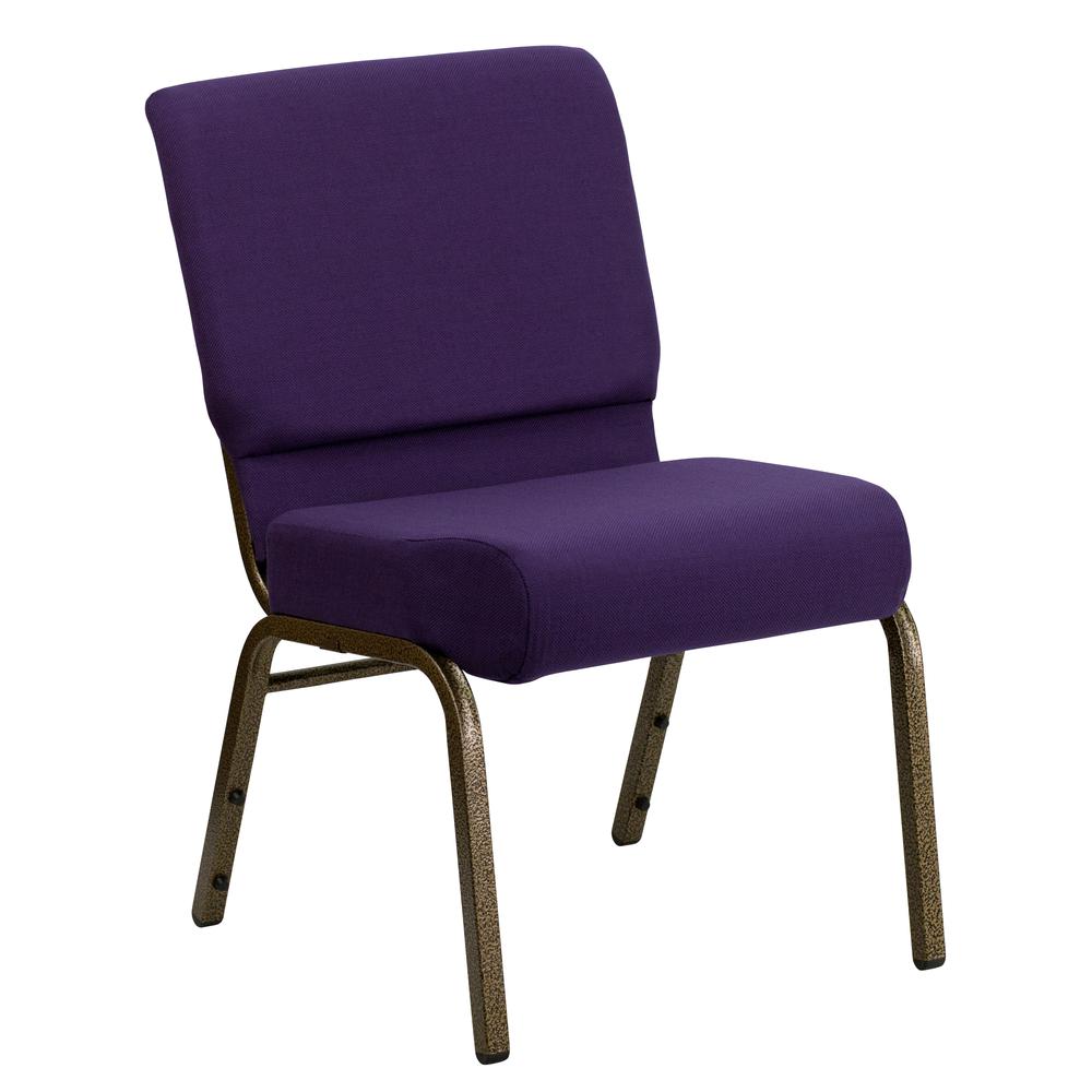 Hercules Series 21''W Stacking Church Chair In Royal Purple Fabric - Gold Vein Frame By Flash Furniture | Side Chairs | Modishstore - 1