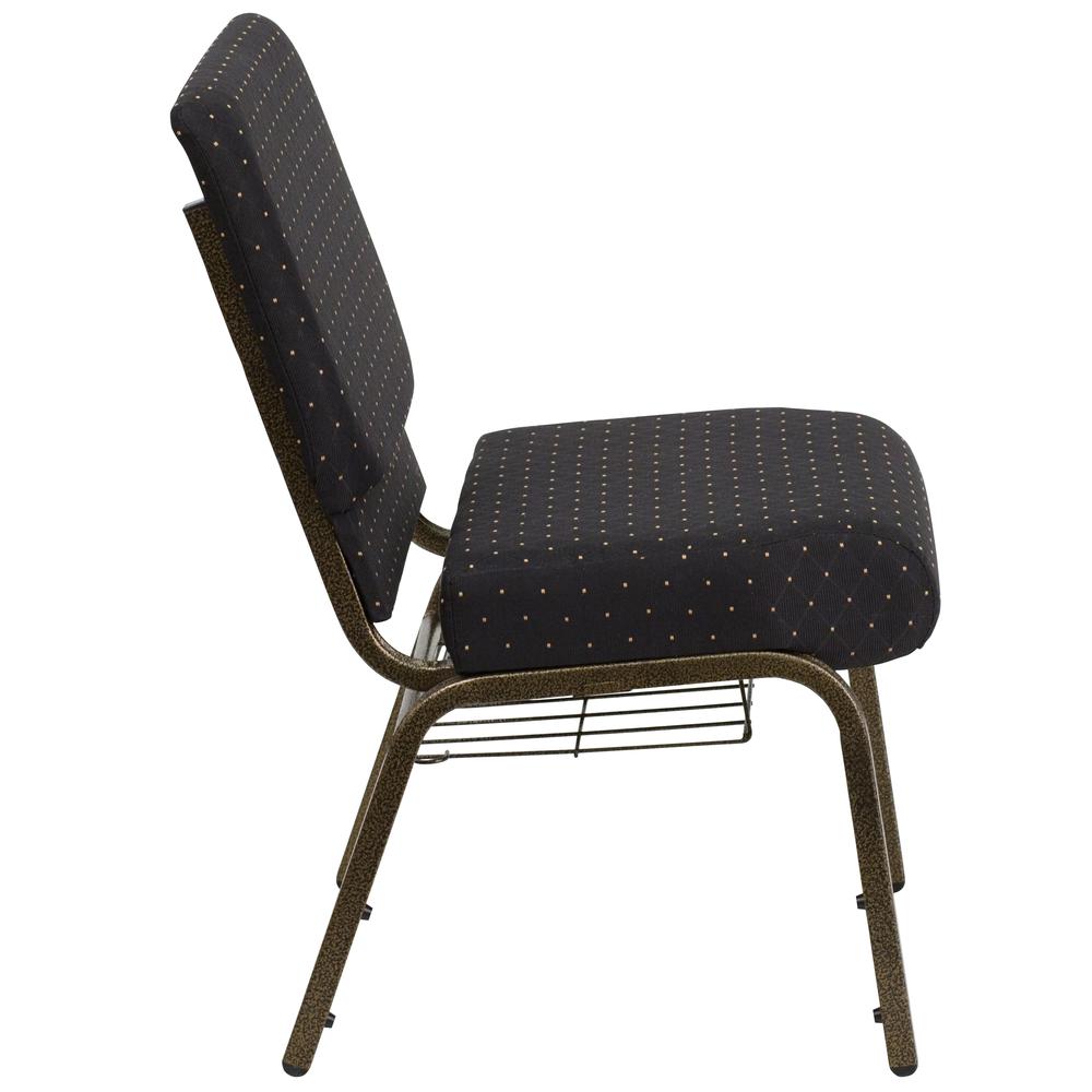 Hercules Series 21''W Church Chair In Black Dot Patterned Fabric With Cup Book Rack - Gold Vein Frame By Flash Furniture | Side Chairs | Modishstore - 2