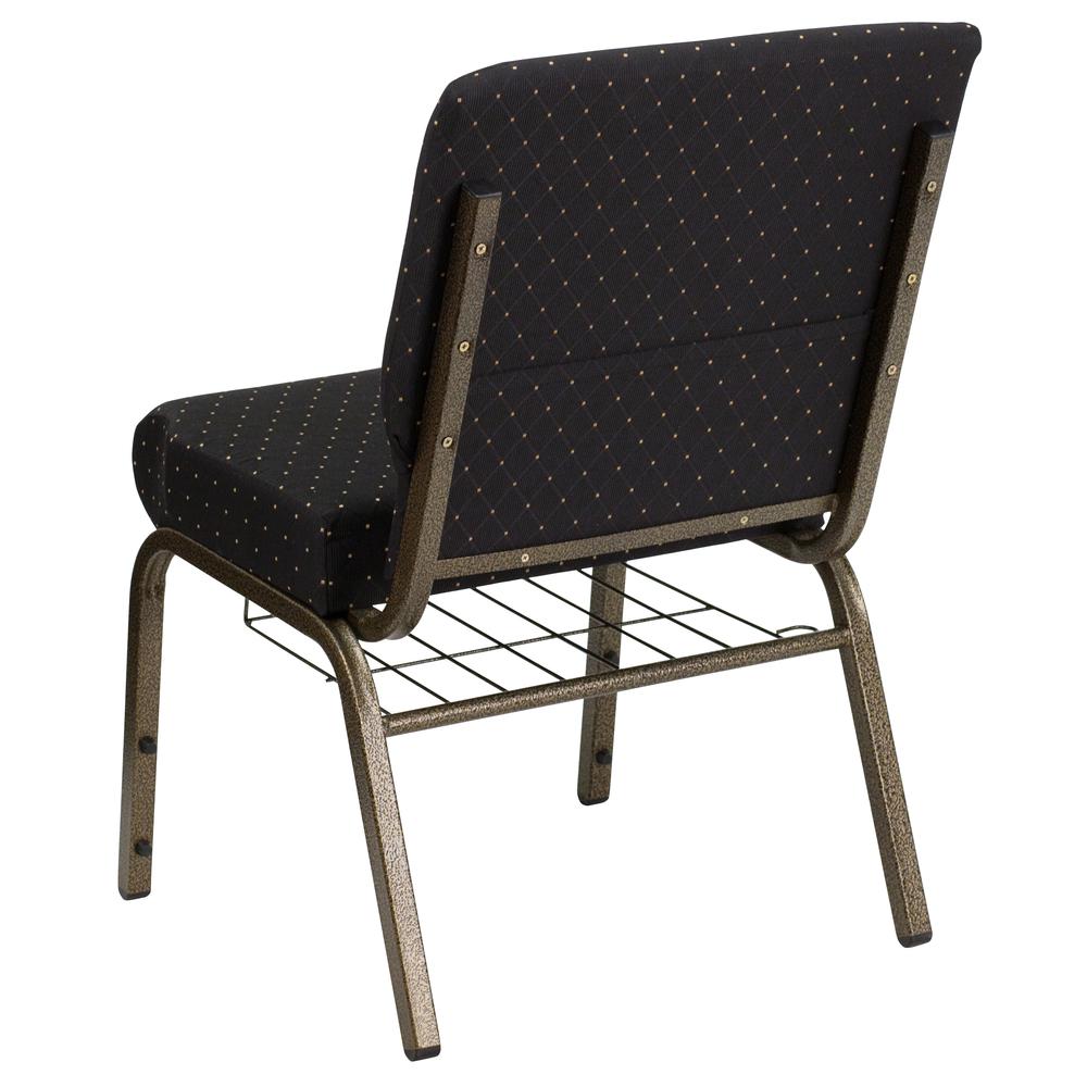 Hercules Series 21''W Church Chair In Black Dot Patterned Fabric With Cup Book Rack - Gold Vein Frame By Flash Furniture | Side Chairs | Modishstore - 3