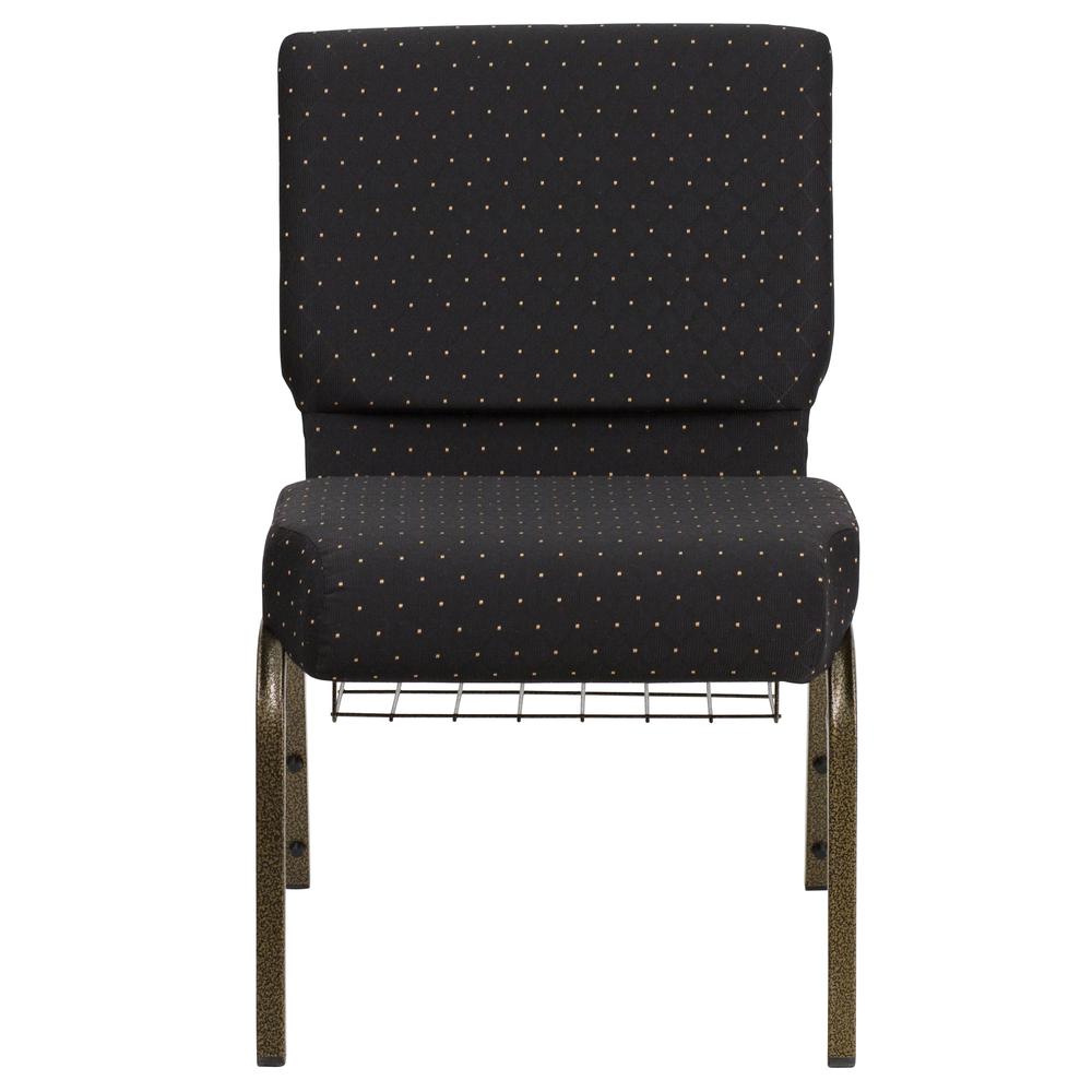 Hercules Series 21''W Church Chair In Black Dot Patterned Fabric With Cup Book Rack - Gold Vein Frame By Flash Furniture | Side Chairs | Modishstore - 4