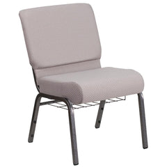 Hercules Series 21''W Church Chair In Gray Dot Fabric With Book Rack - Silver Vein Frame By Flash Furniture