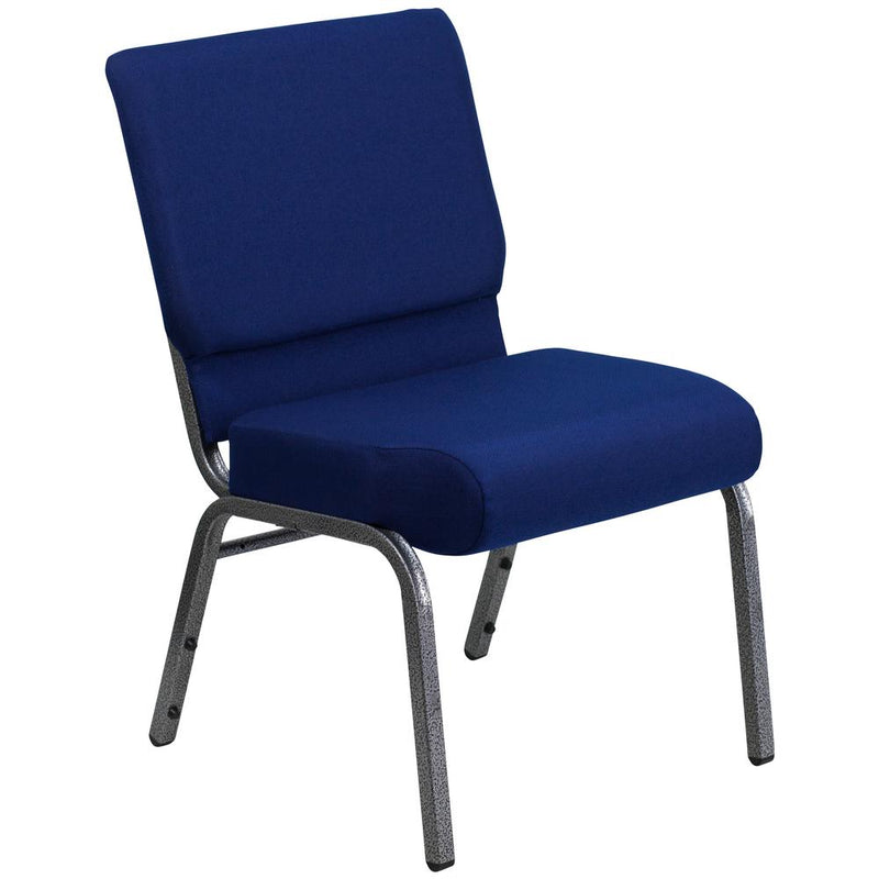 Hercules Series 21''W Stacking Church Chair In Navy Blue Fabric - Silver Vein Frame By Flash Furniture | Side Chairs | Modishstore - 1