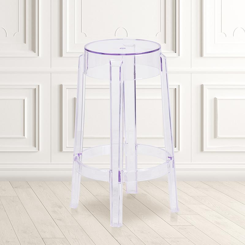 25.75'' High Transparent Counter Height Stool By Flash Furniture | Bar Stools | Modishstore - 1