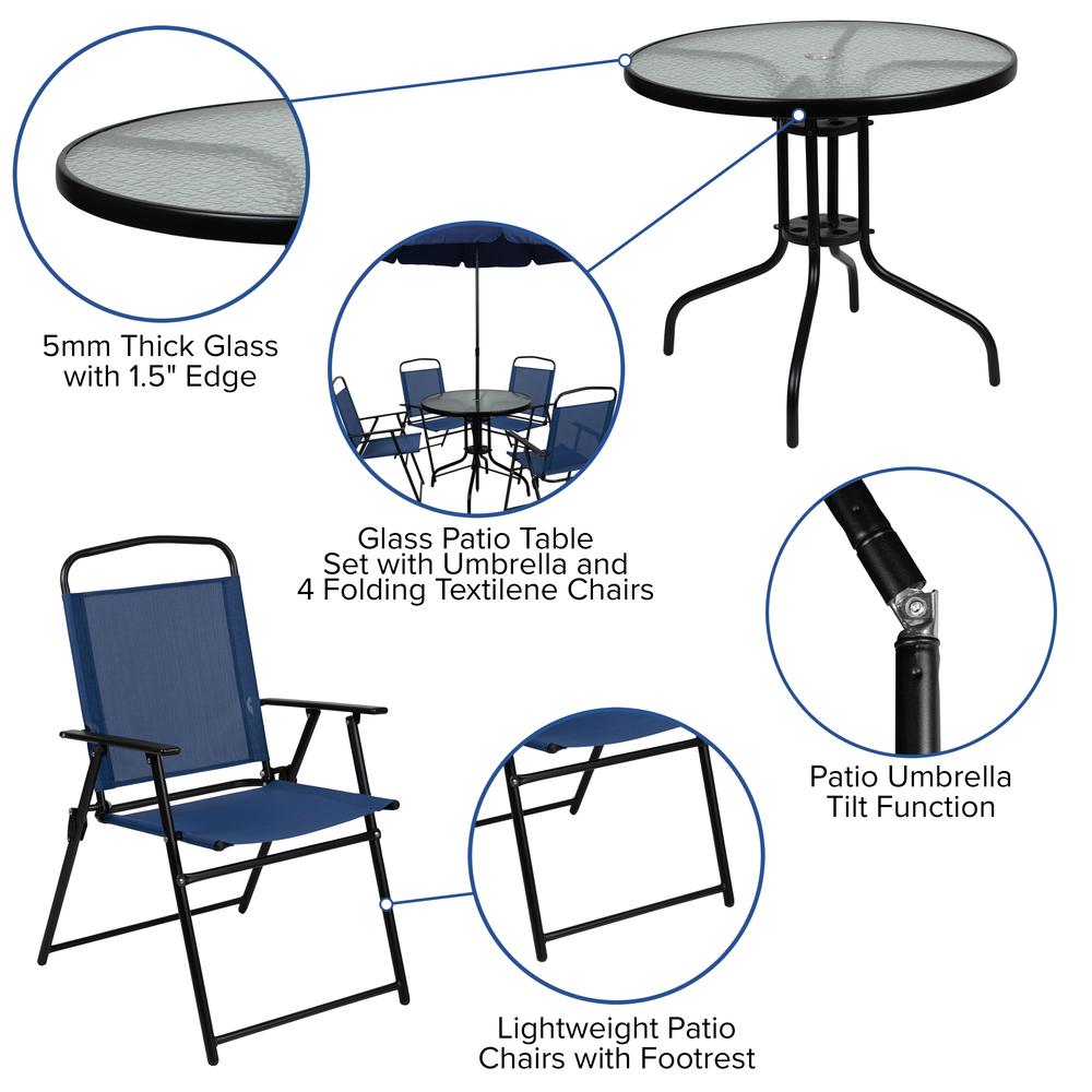 6 piece patio garden set with table umbrella and 4 folding online chairs