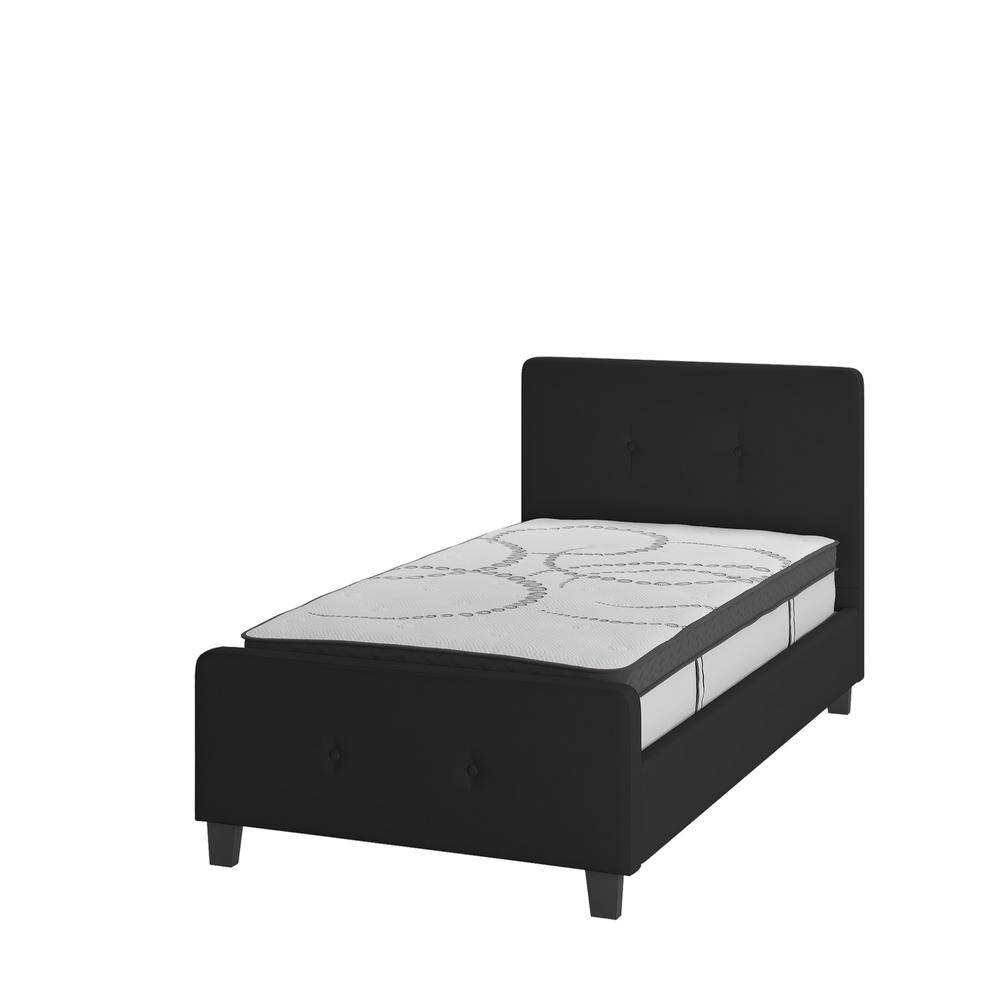 Tribeca Twin Size Tufted Upholstered Platform Bed In Black Fabric With 10 Inch Certipur-Us Certified Pocket Spring Mattress By Flash Furniture | Beds | Modishstore - 1