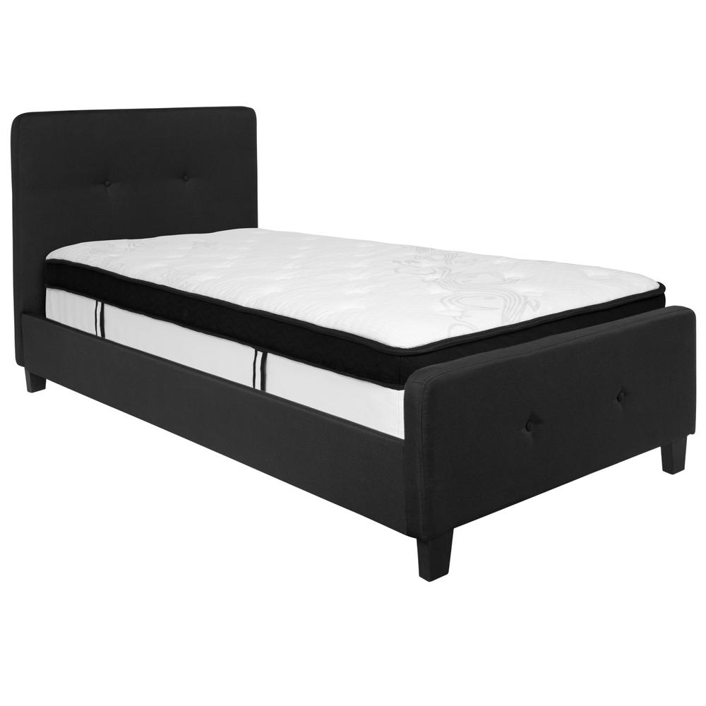 Tribeca Twin Size Tufted Upholstered Platform Bed In Black Fabric With Memory Foam Mattress By Flash Furniture | Beds | Modishstore - 2